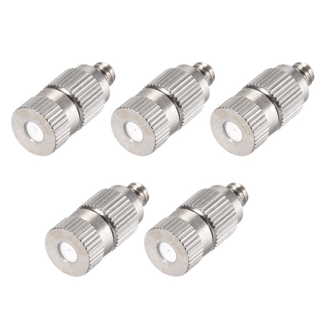 Boquilla Rociado Latón - Cabezal Rociado Nebulización Roscado 3/16 Pulgadas para Sistema Enfriamiento Exterior - 5 uds Plata Diámetro del orificio de 0.4 mm