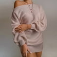 thumbnail image 2 of gakvbuo Off Shoulder Sweater Dress For Women Fall Fashion 2023 Oversized Knit Dress Chunky Pullover Jumper Long Sleeve Crewneck Sexy Loose Pullover Knit Sweater Tops, 2 of 5