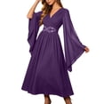 thumbnail image 2 of Huowey Halloween Costumes For Women Medieval Witch Gothic Dresses Flowy Fancy Cosplay Party Gown V-Neck Long Sleeve Elegant Halloween Dress,Purple,XXL, 2 of 4