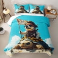 thumbnail image 2 of Homewish Cool Dog Turtle Bed Spread Queen,Cartoon Animal Queen Coverlet Set,Blue White,3 Pieces, 2 of 7