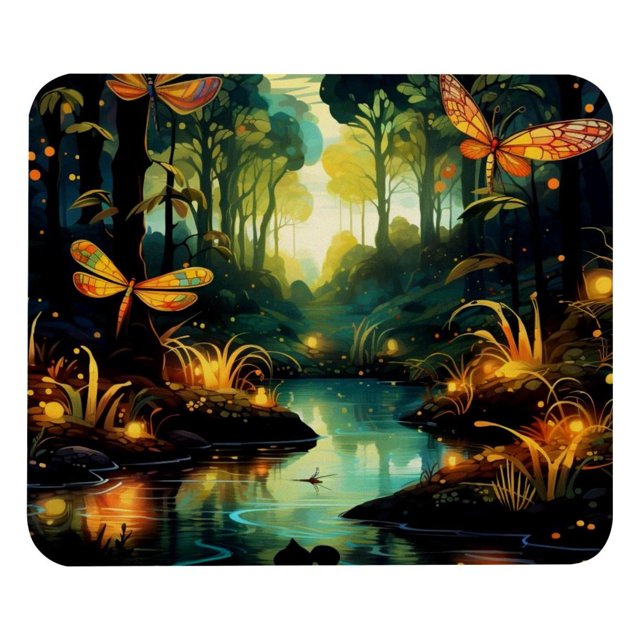 Alfombrilla de ratón cuadrada con diseño de insectos luminosos de dibujos animados, personalizada y cómoda, con base de goma antideslizante para ratón inalámbrico.