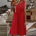 thumbnail image 2 of asddcavvf Robes pour Femmes Mode Féminine Robe Jacquard Évasée Col en V Sans Manches Couleur Unie, 2 of 5