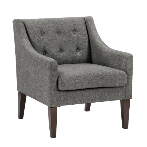 Xukmct Fabric Upholstered Armchair Club Chair with Wood Legs, Modern Accent Chair for Living Room, Office, Bedroom, Dark Gray