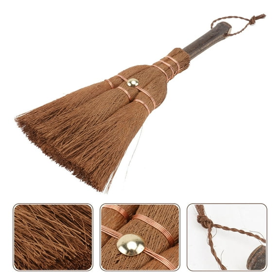HONITANO 1Pcs Tiny Broom Mini Cleaning Broom for Adults in Brown Color 9.4x3.1in