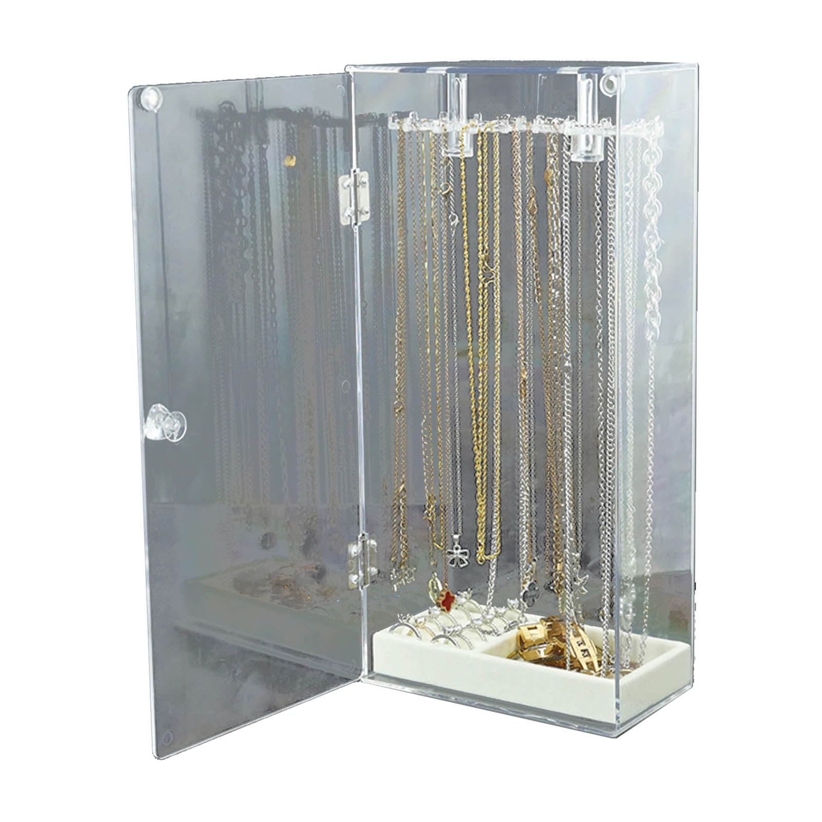 Bracelet Necklace Display Stand Clear Acrylic Hanging Jewelry Holder Dustproof Jewelry Organizer Desktop Storage Box