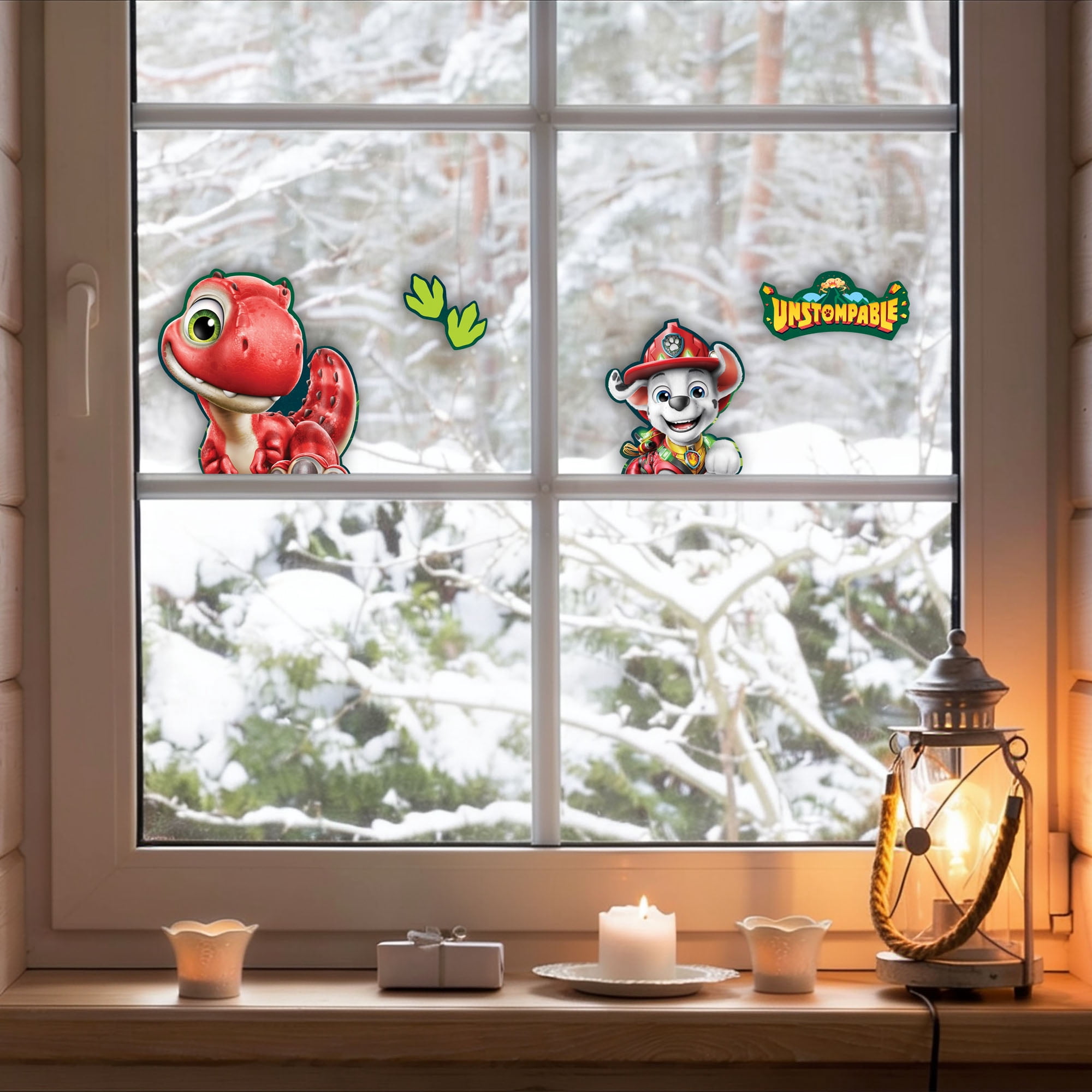 PAW Patrol Dino Rescue Static Window Clings – 4 Pack Kids’ Decoration