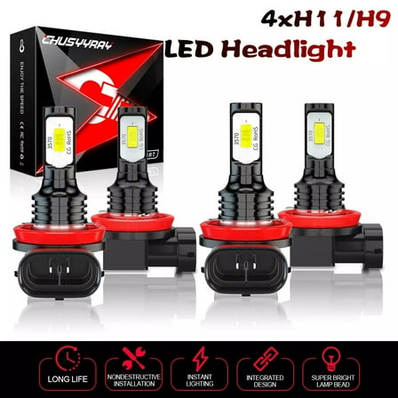 H9 H11 LED Headlight High Low Beam Bulbs Bright White 6000K 4x for Pontiac G6 2005-2010