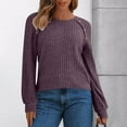 thumbnail image 2 of Ltctricy Women's T Shirts Lace Patchwork Long Sleeve Crew Neck Ribbed Knit Tunic Tops Casual Loose Tee Blouses(Purple,X-Large), 2 of 6