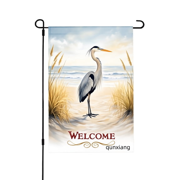 Amhnf Welcome Heron Beach Scene Garden Flag For Home Outdoor Garden Yard Decor 12x18 inch