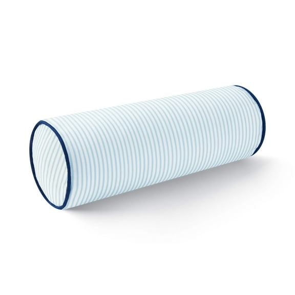 Hofdeco Premium Coastal Hampton Style Patio Indoor Outdoor Bolster Pillow Cover Only, 6"x20" Water Resistant for Backyard, Couch, Blue Stripe