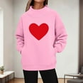 thumbnail image 4 of Yievot Valentines Sweatshirts for Women Oversized Casual Mock Neck Pullover Sweatshirts Long Sleeve Holiday Vacation Graphic Tops, 4 of 5