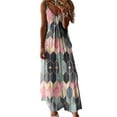 thumbnail image 1 of Glookwis Ladies A-Line Sundress Comfy Strappy Dresses Bohemian Casual Maxi Dress V Neck Geometric Print, 1 of 2