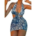 thumbnail image 3 of Qiylii Women Hanging Neck Dress Hollow Out Backless High Waist Wrap Dress, 3 of 4