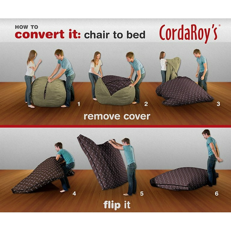 CordaRoy s Convertible Corduroy Full Size Bean Bag Chair Khaki