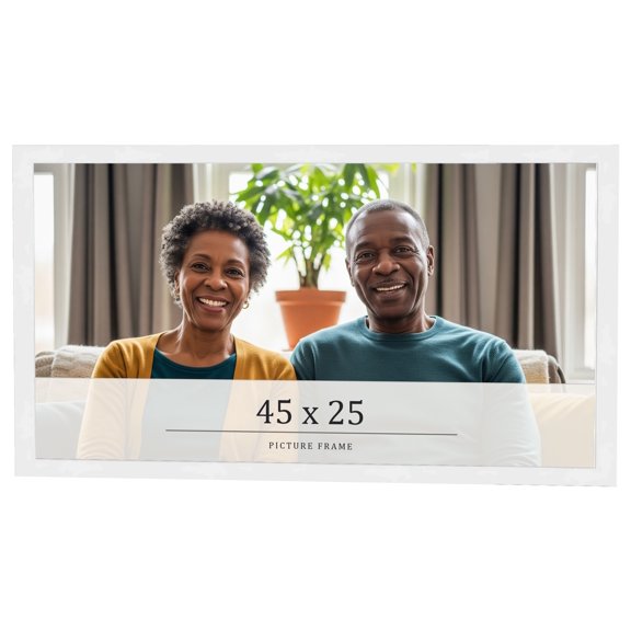 45x25 Frame White Real Wood Picture Frame Width 0.75 inches | Interior Frame Depth 0.5 inches |