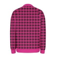 thumbnail image 5 of Womens Lightweight Plaid Jackets Stand Collar Zip up Checkered Coat Casual Long Sleeve Outerwear with Pockets New Loose Outerwear for Women Pinks S, 5 of 6