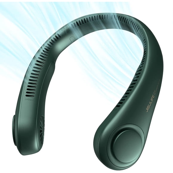Portable Neck Fan, Hands Free Bladeless Fan, 5 Speeds, 4000 mAh Battery Operated Wearable Personal Fan, Twistable, Rechargeable, Gift for Women Men-Dark Green