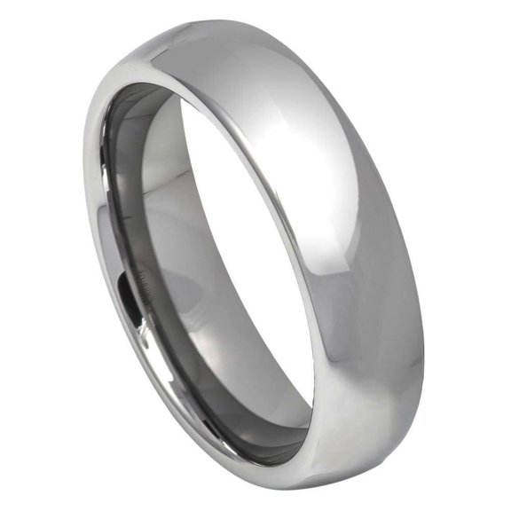 Custom Personalized Engraving Wedding Band Ring Set for Him & Her - 5.5mm Polished Shiny Domed Ring