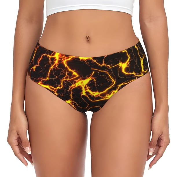 Fotbe Orange Lightning Calzones Estampados para Mujer – Ropa Interior de Algodón, Cómoda, Suave y Elástica-3X-Large