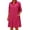 Hot Pink, variant on Women's Turn Down Collar Elbow-Length Sleeve Dress, Loose Fit Solid Shift Dress, Relaxed Casual Daily Vacation Sundress Wear