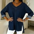 thumbnail image 5 of Womens Street Style Denim V Neck Top Casual Chic Blouse for Women Trendy Outfit and Daily Wear Deep Blue XXL, 5 of 7