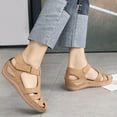 thumbnail image 5 of HAOTAGS Women's Summer Comfy Wedge Sandals with Arch Support Breathable Breathable Open Toe Walking Shoes Gold Size 6, 5 of 8