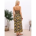 thumbnail image 3 of DARING DIVA Women's Boho Floral Maxi Spaghetti Strap V-Neck Sundress L Black Yellow, 3 of 6