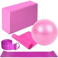 thumbnail image 1 of 5pcs Yoga Equipment Set Include Ball Blocks Stretching Strap Loop Band Exercise for Home Practice Pilates Training Flexibility Strength Rehab, 1 of 8