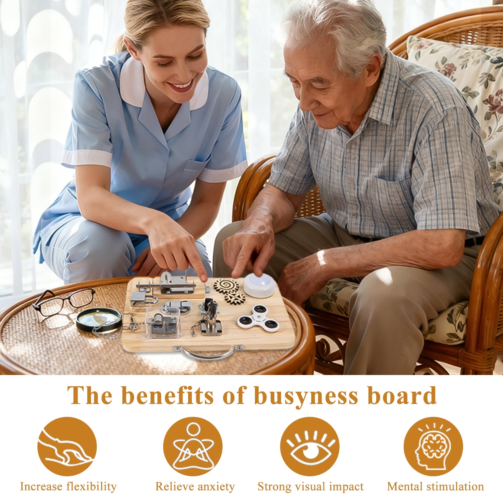 YXMEIGUO Fidget Busy Board for Adults, Dementia Activities for Seniors, Alzheimers Activities for Dementia Patients,Alzheimers Products Toys