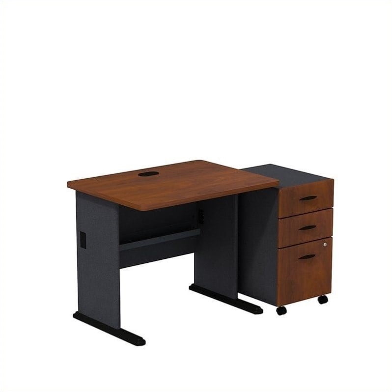 Bush Business Series A 36 Desk And File Cabinet In Hansen Cherry