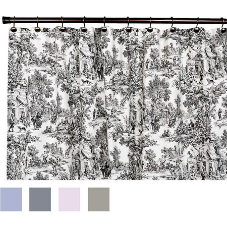 Victoria Park Toile Bathroom Shower Curtain Black Victoria Park Toile Bathroom Shower Curtain Black