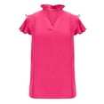 thumbnail image 5 of BLVB Womens Dressy Casual Tops Ruffle Short Sleeve V Neck Shirts Elegant Business Work Blouse Spring Summer Outfits Fashion Clothes, 5 of 7