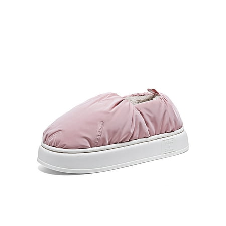 

Rotosw Unisex Winter Warm Slippers Non-slip Closed Toe Slipper Casual Breathable Plush Lining House Shoes Pink 8.5-9