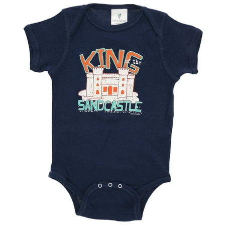 

Soft as a Grape Gender Neutral Short Sleeve Cotton Onesie Baby Bodysuit with Graphics-Sand Castle-Size 12 Months