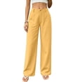 thumbnail image 2 of Lumosvexa Women's Wide Leg Jeans, Loose Fit Elastic Waist with Pockets Fall Trendy Office Pants Yellow L, 2 of 7
