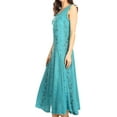 thumbnail image 3 of Sakkas Maya Floral Embroidered Sleeveless Button Up Rayon Dress - Turquoise - 3X/4X, 3 of 5