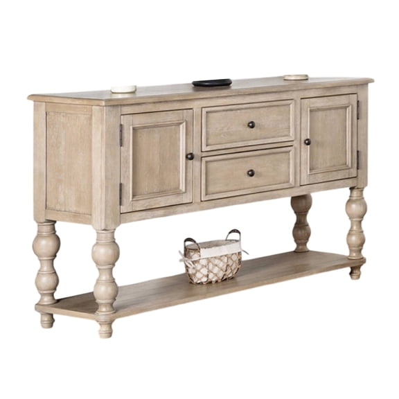 Cherie Sideboard Buffet Console, 2 Drawers Doors, Light Brown, 60 Inch