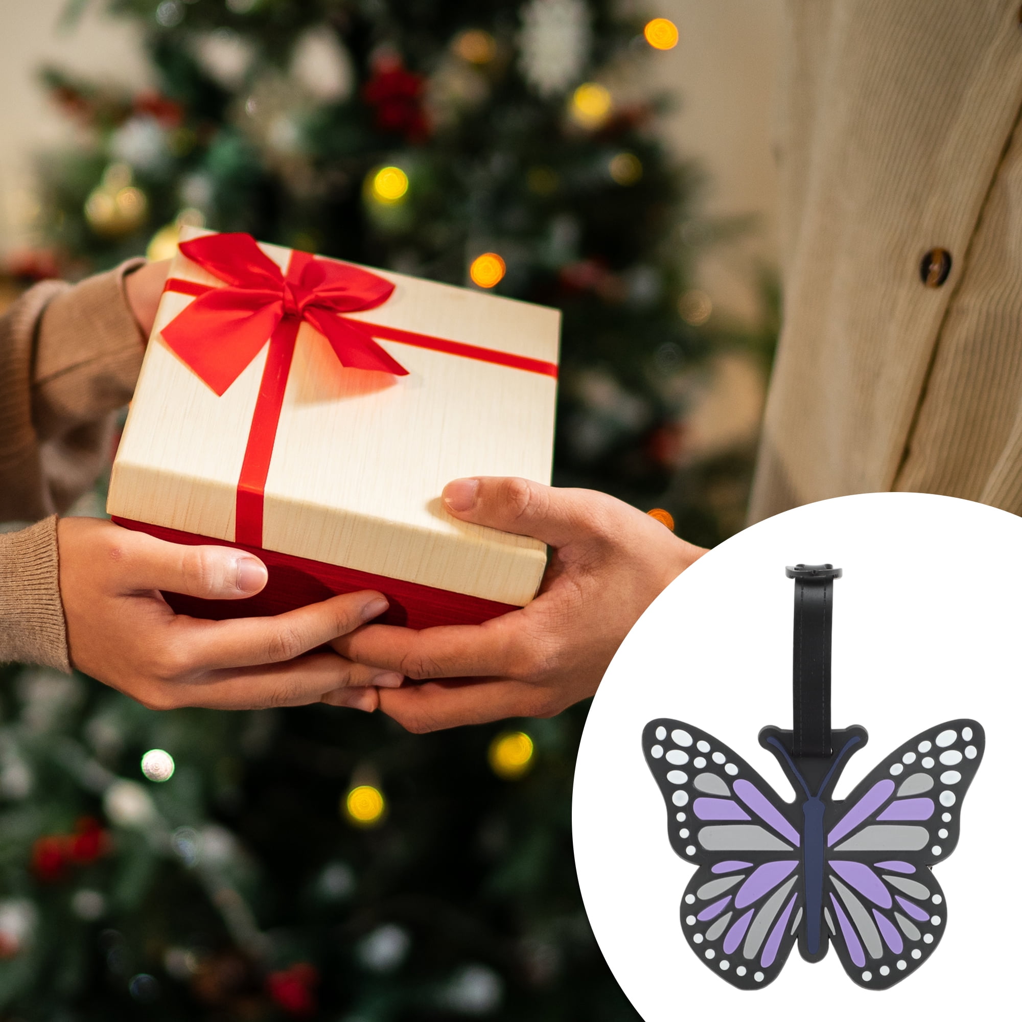 Unique Bargains 1 Pc Butterfly Luggage Tag for Travelling Purple