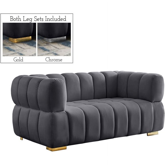 Meridian Furniture Gwen Grey Velvet Loveseat