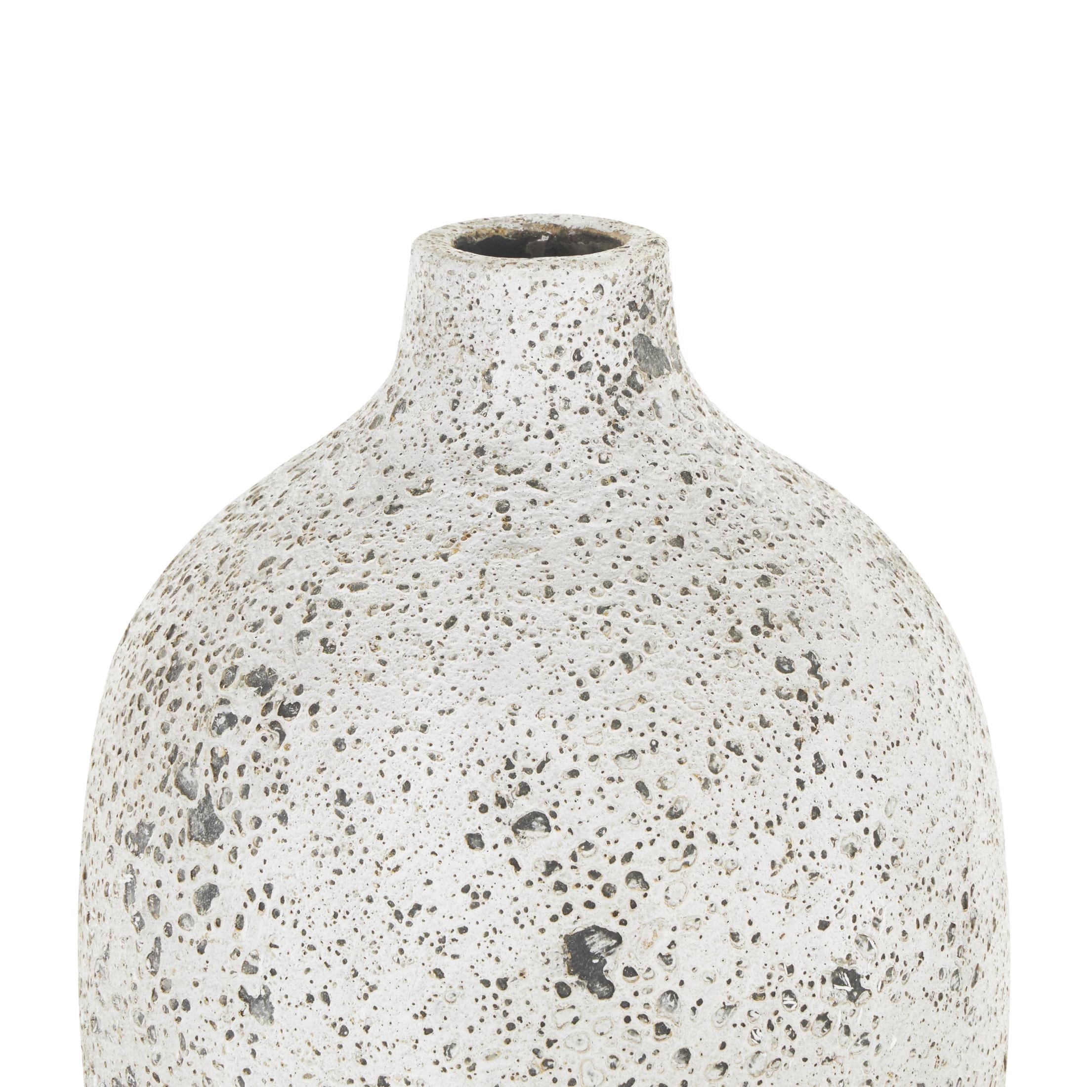 DecMode 17" Antique Style Textured White Ceramic Vase