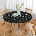 thumbnail image 3 of Black White Cat Hand Rainbow Eye Moon Flower Pattern Round Fitted Tablecloth with Elastic Edge,Dining Table Cover Waterproof,Outdoor Round Tablecloth for Camping,Dining,Indoor and Outdoor, 3 of 7