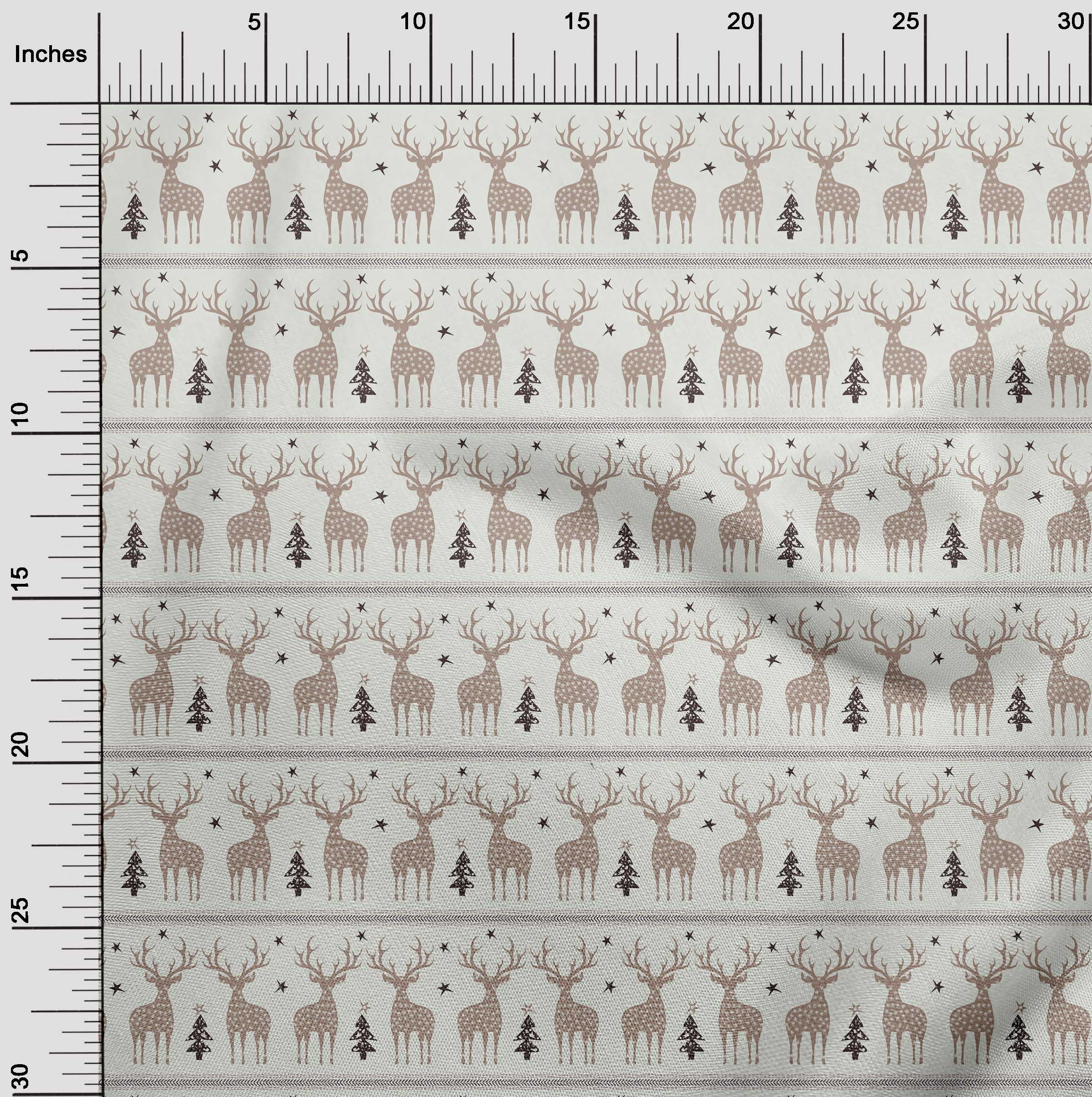 oneOone Georgette Viscose Beige Fabric Christmas Lumberjeck Diy Clothing Quilting Fabric Print Fabric By Yard 42 Inch Wide