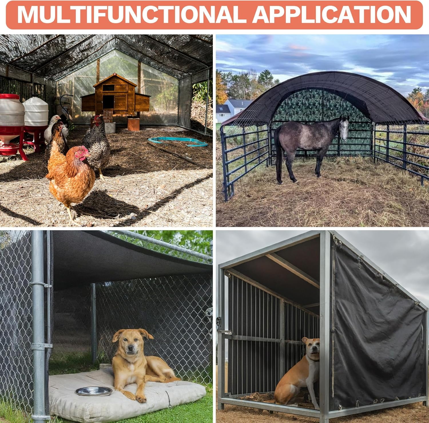 AMGO 5' x 10' Black Custom Size Shade Cloth with Grommets - 90% Sunblock, Durable Mesh Fabric Tarp for Dog Kennel Cover, Fence Privacy Screen, Blackhouse, Chicken Coop & Pet Playpen