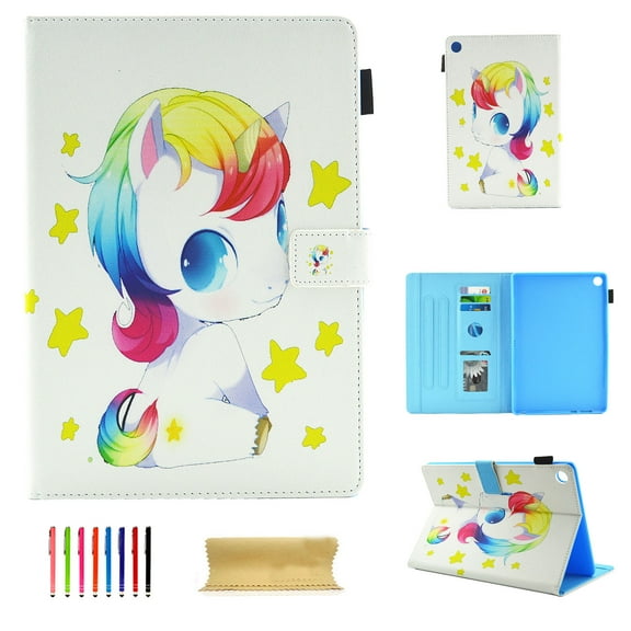 Folio Case for All-New Amazon Fire HD 8 Tablet (8th/7th/6th/5th Generation, 2018/2017/2016/2015 Release), Allytech Smart Book Style Stand Cover Full Body Protective Case Cover, Unicorn Baby
