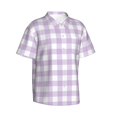 thumbnail image 2 of Daiia Purple Checkboard Hawaiian Shirt for Men Gentle Cotton Regular Short Sleeve Casual-Large, 2 of 9