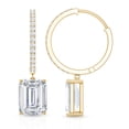thumbnail image 3 of Rosec Jewels Emerald Cut Moissanite Drop Earrings for Women - 7X9 mm - D-VS1 Grade, 14K Yellow Gold, 3 of 6
