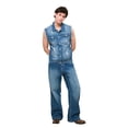 thumbnail image 6 of Victorious Men's Classic Distressed Biker Denim Jean Vest DK101 - Indigo - 2X-Large, 6 of 7