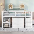 thumbnail image 2 of imerelez Low Study Full Loft Bed with Cabinet ,Shelves and Rolling Portable Desk ,Multiple Functions Bed- White, 2 of 9