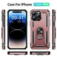 thumbnail image 3 of Dteck for Apple iPhone 16 Pro Max, Military Grade Armor Ring Holder Case Heavy Duty Magnetic for Car Mount Holder Shockproof TPU Bumper Hard PC Case Rotatable Ring Kickstand Cover,Rosegold, 3 of 7