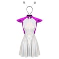 thumbnail image 3 of TiaoBug Womens Space Alien Cosplay Costume Outer Space Cutie Metallic Cap Slevee Dress with Hairhoop Purple 3XL, 3 of 7